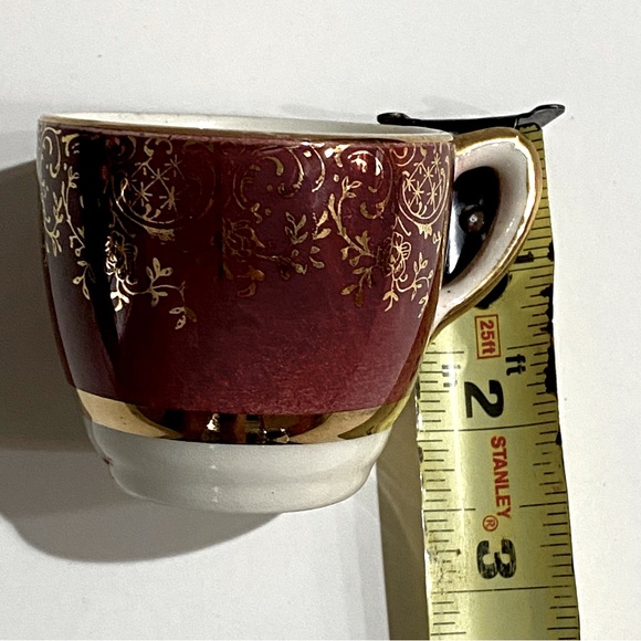 ESTATE VTG DEMITASSE TEA CUP ARISTOCRAT SALEM CHINA 23k GOLD BURGUNDY MAROON - Picture 4 of 7